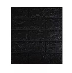 Set 10 Placi Tapet 3D Flippy 35 x 38 cm Grosime 3 mm din Polietilena Model Caramida Suprafata acoperita 1.33 mp Negru