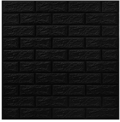 Set 10 Placi Tapet 3D Flippy 70 x 77 cm Grosime 3 mm din Polietilena Model Caramida Suprafata acoperita 5.3 mp Negru 