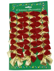 Set 24 fundite pentru brad Rosii-Aurii 5 x 6 cm din poliester Flippy 