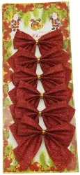 Set 6 fundite pentru brad Rosii clasice cu sclipici 8 x 9 cm din poliester Flippy 