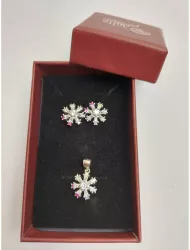 Set Argint 925 Floare cu Margini Colorate Jolie Silver 4.4g 1.5 cm x 1.7 cm 