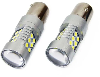 Set becuri auto cu LED CANBUS compatibil P21W BA15S 24 SMD 6.2W Alb 12/24V- destinat competitiilor auto sau off-road 
