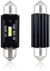 Set becuri auto cu LED CANBUS sofit compatibil C5W 1 SMD 39mm Alb 12/24V- destinat competitiilor auto sau off-road 