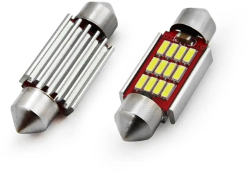 Set becuri auto cu LED CANBUS sofit compatibil C5W 12 SMD 4014 39mm Alb 12/24V- destinat competitiilor auto sau off-road 