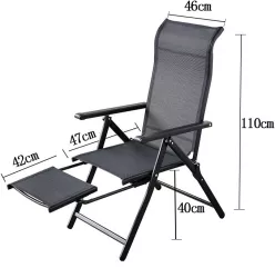 Sezlong de gradina Flippy Aluminiu/Textil suport picioare pliabil 47 x 110 x 46 cm negru 