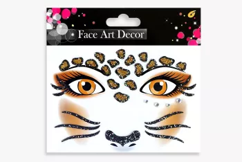 Sticker Temporar pentru Fata Flippy pentru Machiaj Art Face pentru Petrecere Model Leopard Maro 