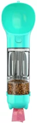 Sticla portabila 4 in 1 Flippy pentru caini si pisici cu 3 compartimente + lopetica 300ml apa hrana pungi igienice lopetica 26.7 x 9 