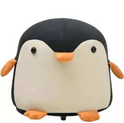 Taburet Pentru Copii Flippy Cadru din Lemn Masiv 25 x 29 x 29 cm Perna de Burete Elastica si Maner de Transport in Forma de Pinguin Ne 