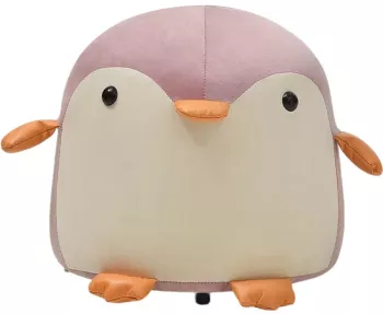 Taburet Pentru Copii Flippy Cadru din Lemn Masiv 25 x 29 x 29 cm Perna de Burete Elastica si Maner de Transport in Forma de Pinguin Ro 