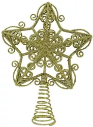 Varf decorativ de brad Auriu in forma de Stea design forjat din Plastic/Metal 14.5 cm x 20 cm Interior/Exterior Flippy 