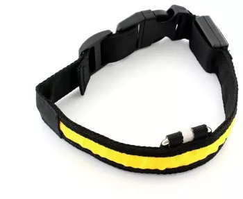 Zgarda iluminata cu LED pentru caine sau pisica culoare Galben AVX-AG232B 