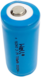 Acumulator industrial Li-ion terminal cu varf 16340 3.7V 700mAh cu protectie PCM 2.1A Well 