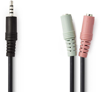 Adaptor audio pentru casti 3.5 mm tata - 2x 3.5 mm mama 0.2 m negru 