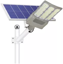 Lampa solara stradala Flippy pentru curte sau strada cu trei grile finisaj mat rezistent la apa montare prin fixare senzor lumina bat