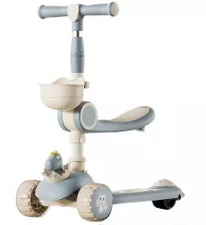 Trotineta Multifunctionala 3 in 1 Flippy pentru Copii 1-7 Ani cu Lumini si Muzica Reglabil 360 Pliere Usoara Reglarea Inaltimii Mode 