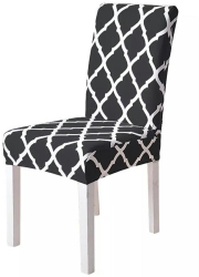 Husa universala pentru scaune clasice model ROMB culoare NEGRU + ALB 