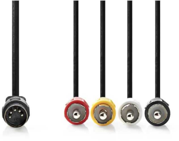 Cablu audio DIN 5pin tata - 4x RCA tata 1m Nedis CAGL20400BK10
