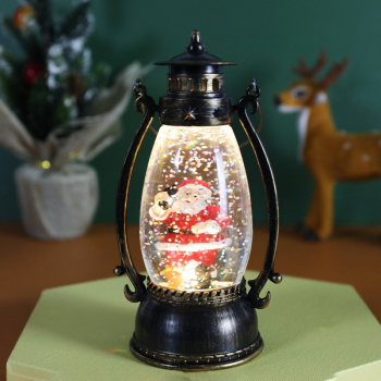 Decoratiune Luminoasa Flippy Felinar de Craciun cu Lumina LED Ornament Model Lampa cu Ulei Mos Craciun cu Maner 14x7x6 cm Negru 