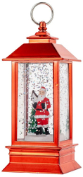 Decoratiune Luminoasa Flippy Felinar de Craciun cu Lumina LED Ornament Model Mos Craciun 5.3x5.3x13 cm Rosu 