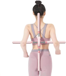 Dispozitiv corectare postura indreptare spate si coloana universal de tip bastoane yoga cu design retractabil pentru adulti si copii Roz 