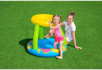 Piscina gonflabila pentru copii rotunda cu acoperis albastru 94x89x79 cm Bestway Fruit 
