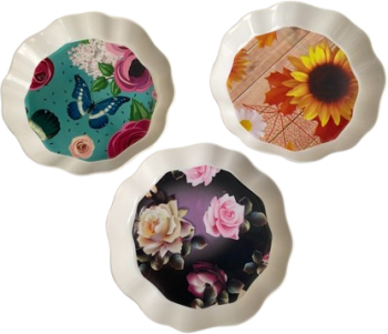 Set 3 farfurii servire model floral 21cm 