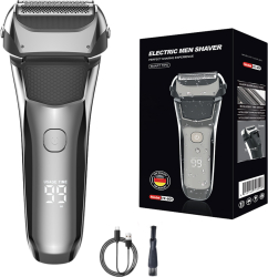 Aparat de Ras Electric Profesional BIRAI&reg FK-609 Shaver 8600 RPM Trimmer Acumulator Reincarcabil 3 Lame flexibile Impermeabil Disp 