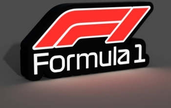 Caseta luminoasa LED logo Formula 1 alimentare 220V imprimata 3D 
