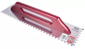 Gletiera inox Olejnik zimti 8x8 mm 13x68 cm maner lemn lung Rosu 