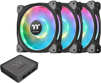 Pachet 3x Ventilator Thermaltake Riing Duo 12 RGB Radiator Fan TT Premium Edition Iluminare RGB 