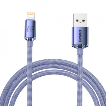 Cablu de Date USB la Lightning 2.4A 1.2m - Baseus Crystal Shine CAJY000005 - Purple 