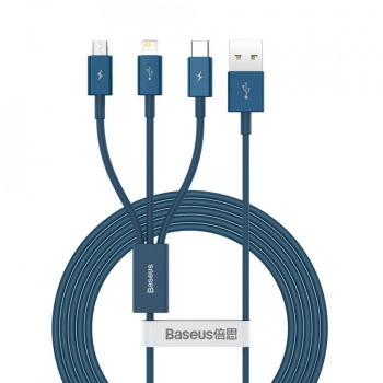 Cablu de Date USB la Type-C Micro-USB Lightning Fast Charging 3.5A 1.5m - Baseus Superior Series CAMLTYS-03 - Blue 