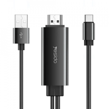 Cablu Video Type-C la HDMI USB 4K30Hz 1.8m - Yesido HM03 - Black 