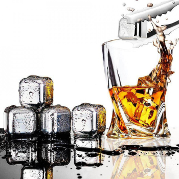 Cuburi din Otel Inoxidabil de Gheata pentru Whiskey set 4 - Techsuit - Silver 