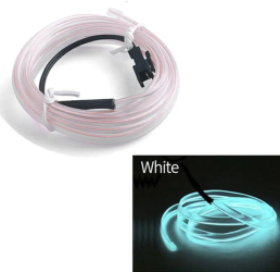 Fir Neon Auto EL Wire culoare Alba lungime 2M alimentare 12V droser inclus 
