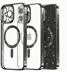 Husa pentru iPhone 14 Pro - Techsuit Luxury Glitter MagSafe - Black 