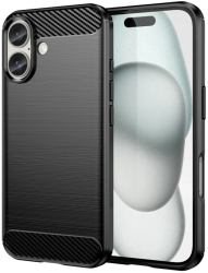 Husa pentru iPhone 16 Plus - Techsuit Carbon Silicone - Black 