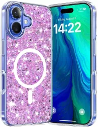 Husa pentru iPhone 16 Plus - Techsuit Sparkly Glitter MagSafe - Magenta 