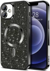 Husa pentru iPhone 16 - Techsuit Luxury Glitter MagSafe - Black 