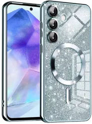Husa pentru Samsung Galaxy A55 5G - Techsuit Luxury Glitter MagSafe - Light Blue 