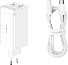 Incarcator 2x USB 2x Type-C 100W + Cablu Type-C 100W 20V 5A 1m - Baseus GaN6 Pro P10162705212-00 - White 