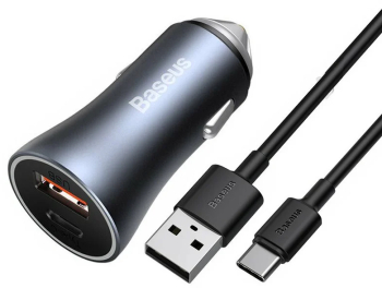 Incarcator Auto USB Type-C 40W + Cablu Type-C - Baseus TZCCJD-0G - Dark Gray 