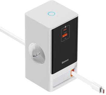 Prelungitor Priza Shuko USB 2xType-C 65W - Baseus PSLR000602 - White 