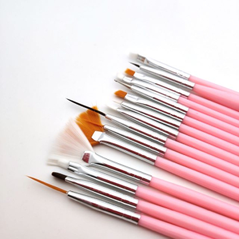 Set de 15 Pensule pentru unghii Nail Art instrumentul esential pentru unghii perfecte si designuri uimitoare roz 