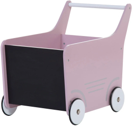 Carucior cu spatiu depozitare si tabla de scris Childhome Lemn Roz 