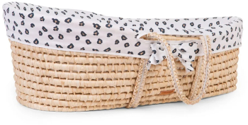 Cos bebe Childhome Moise din coji de porumb cu saltea Husa Jerse Leopard 