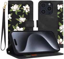 Husa pentru iPhone 15 Pro - Techsuit FlipCraft - Flowers of the Dawn 