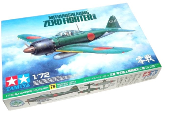 Kit de construit avion Mitsubishi A6M5 Zero Fighter ZEKE / Lungime 12.6 cm / Anvergura aripi 15.3 cm / Scara 1 72 / 14+ 