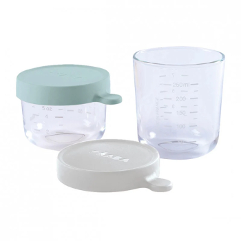Set 2 recipiente sticla Beaba 150/250 ml Airy Green 