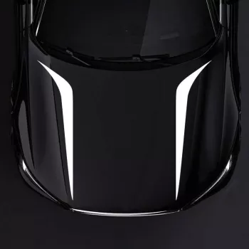 Set 2 stickere autoadezive Tuning model Hood Stripes V2 dimensiune 100 x 26 cm culoare Alba 